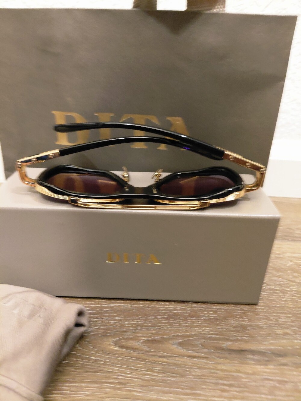 DITA LXN-EVO 25th Anniversary (DTS403-A) Black/Gold Framed Aviator Sunglasses - Picture 6 of 14